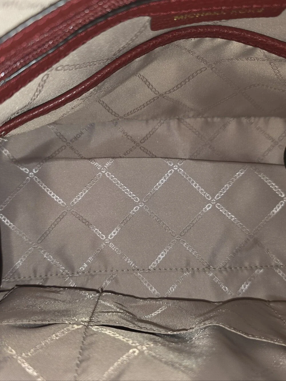 Michael Kors Burgundy Pebbled Leather Satchel with Gold Hardware